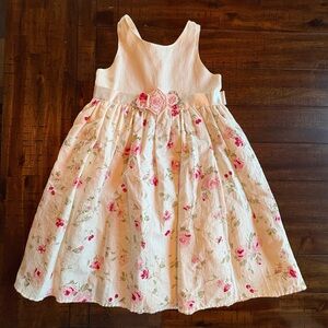 C’est Chouette Couture Linen Floral Dress -6x - Beautiful, Quality & Rare